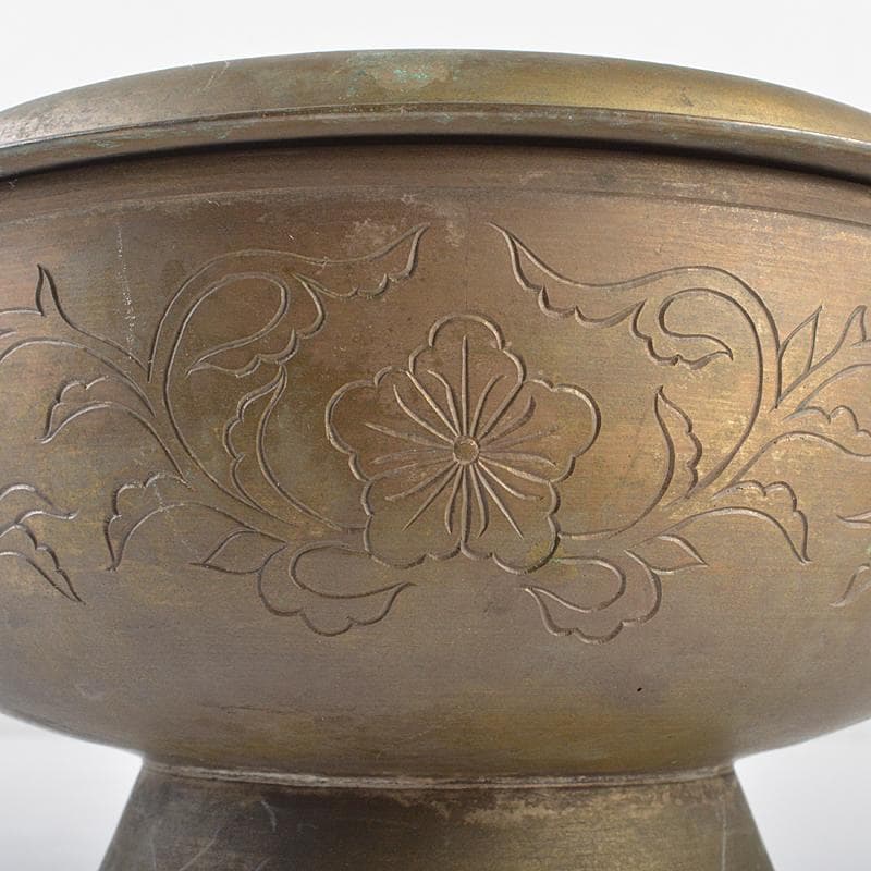 朝鮮　李王家美術工場造　蝙蝠手花彫金　神仙炉　宮廷料理器　V　R5542