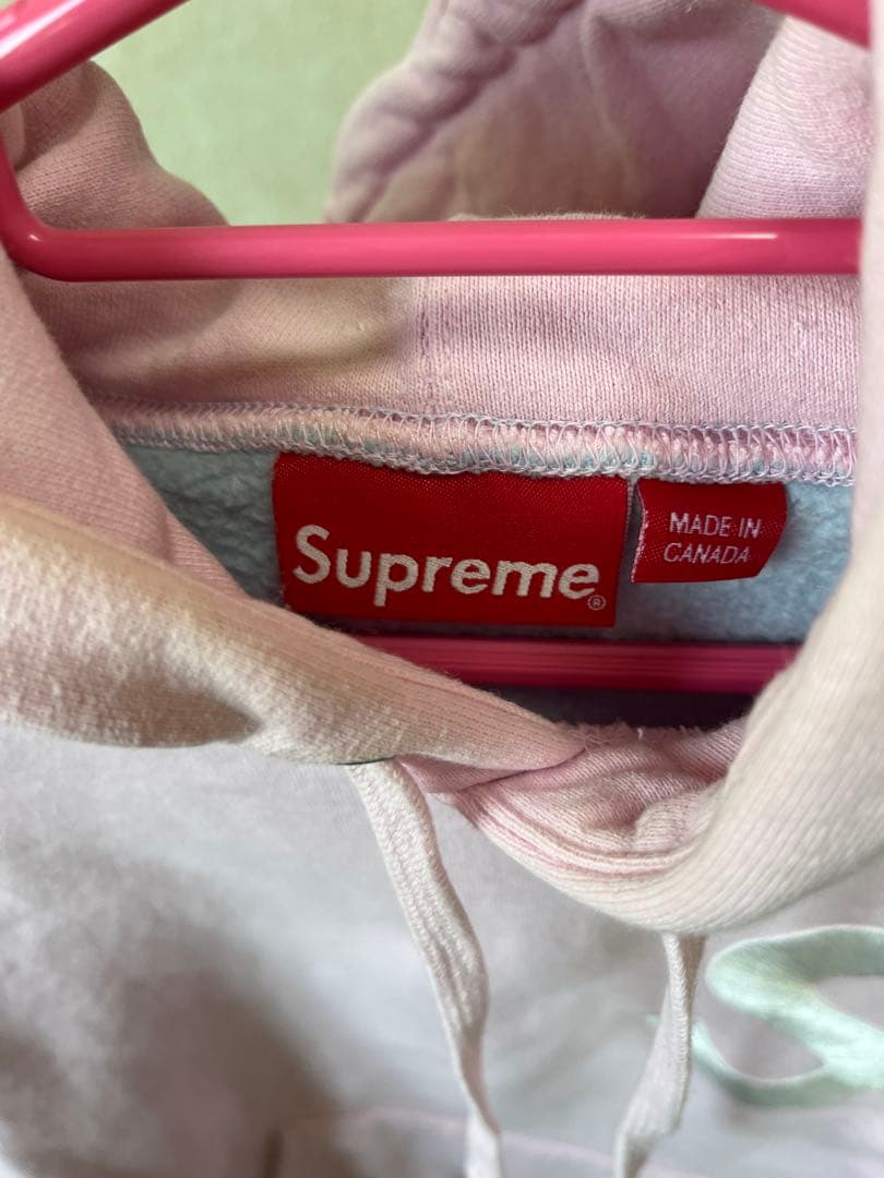 Supreme 21AW Sロゴフード付きパーカー ピンク/水色