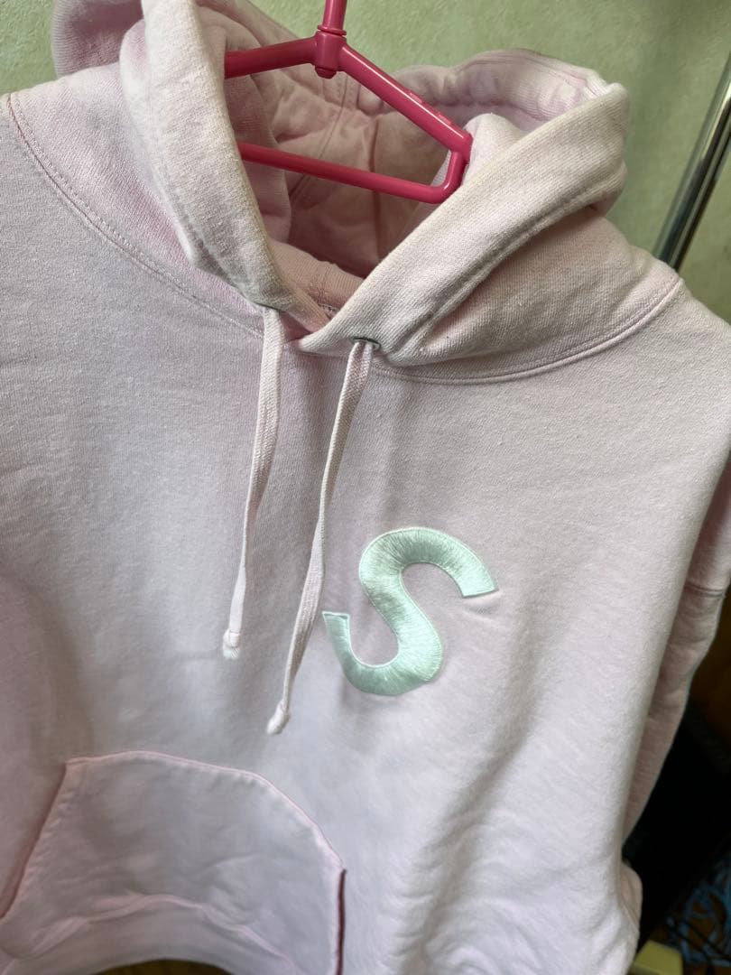Supreme 21AW Sロゴフード付きパーカー ピンク/水色