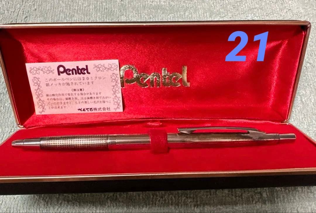 Pentel ペンテル　シルバーボールペン 専用ケース付き〈21〉