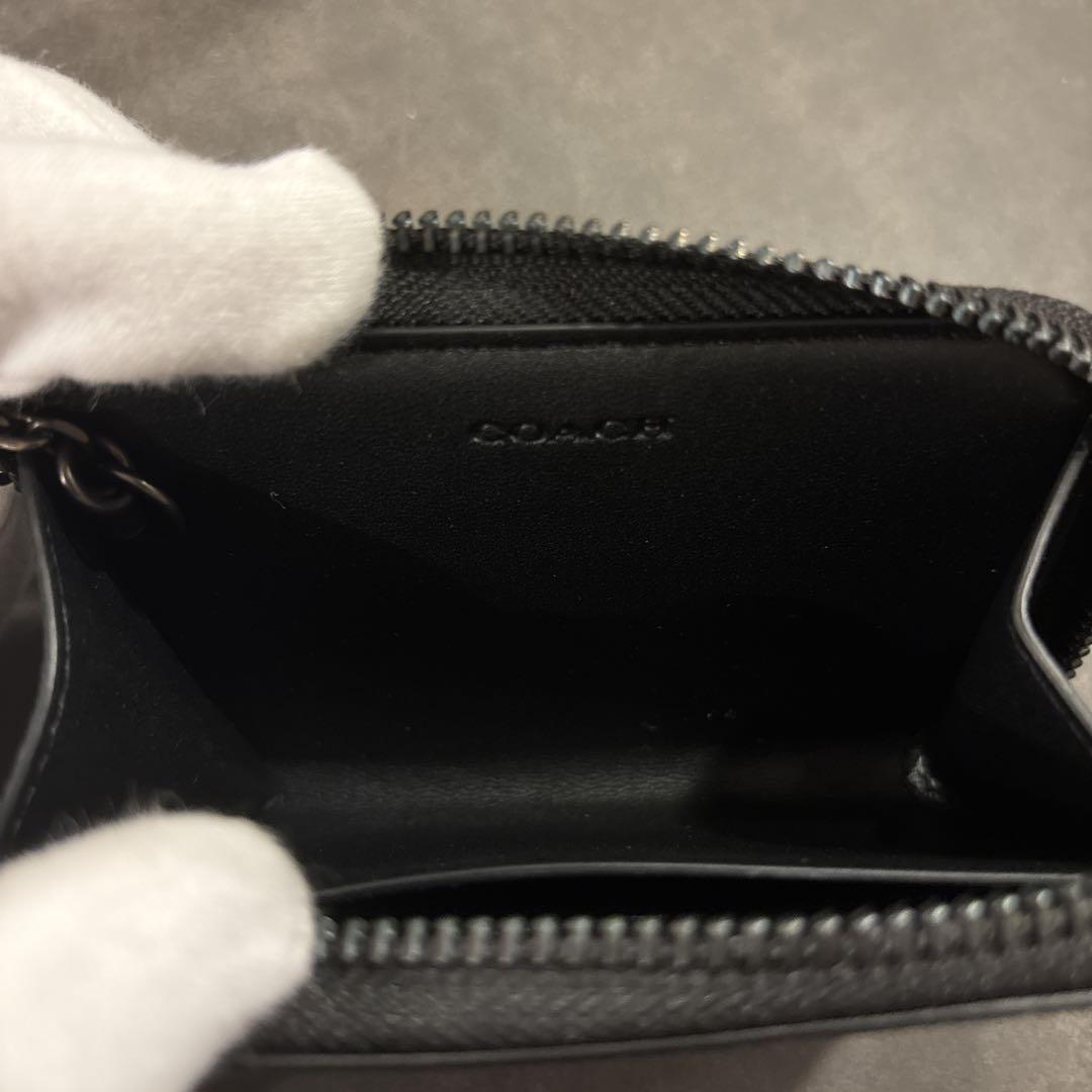 現行・未使用 コーチ ペブルレザー Lジップ キーケース ブラック COACH