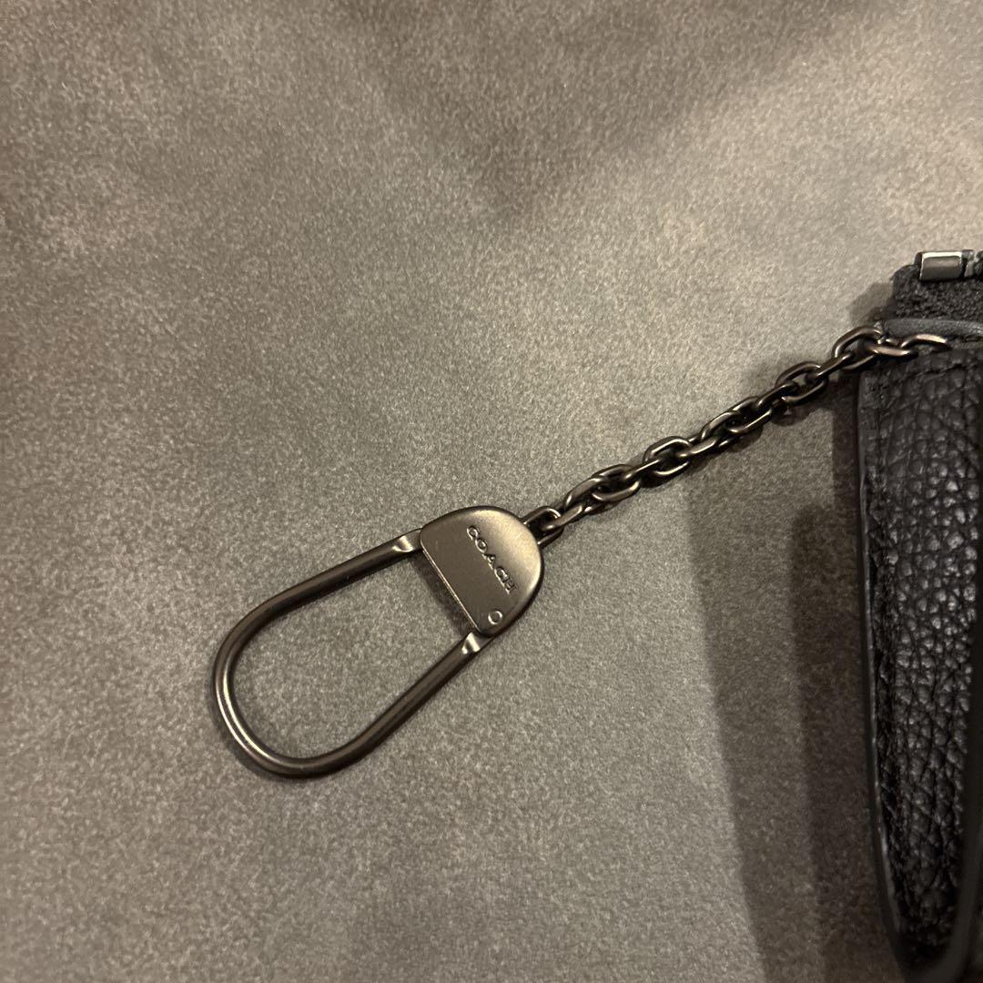 現行・未使用 コーチ ペブルレザー Lジップ キーケース ブラック COACH