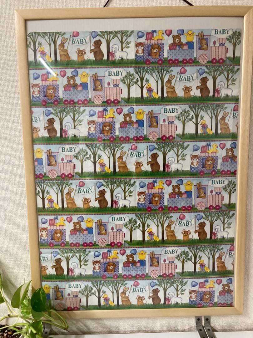 アンティークアート 動物のイラスト 木製フレーム付き