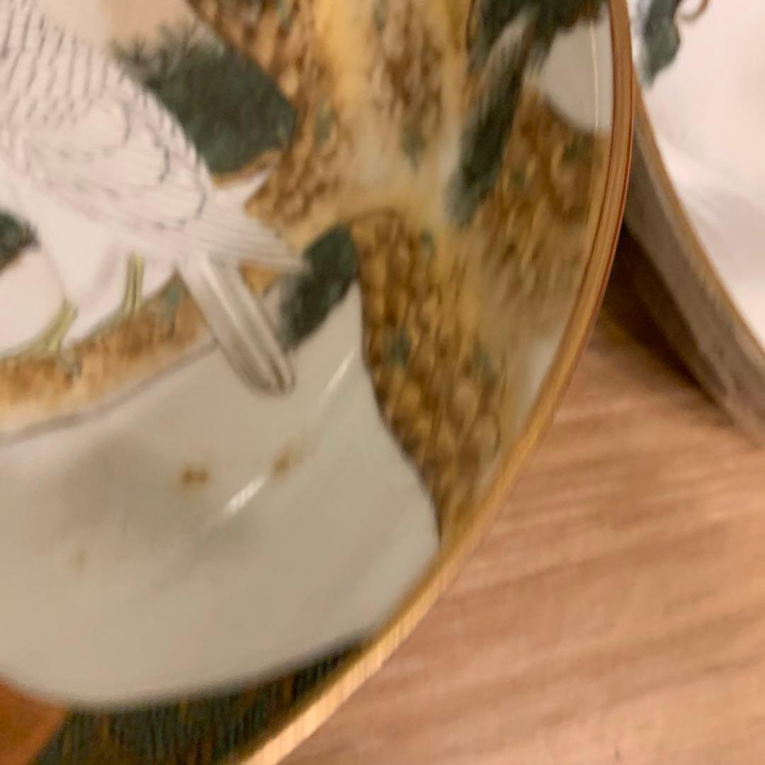 九谷造  鉢　縁起物　鷹　富士山　青粒　　細工　　美品3セット　美品　235