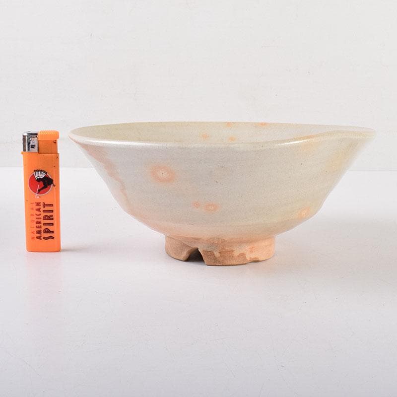 茶道具　萩焼　十一代高麗陶兵衛作　染付達磨図　菓子鉢　共箱　N　7173