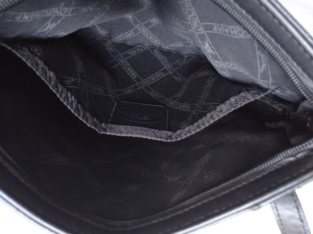 ロンシャン 本革 ショルダーバッグ ブラック