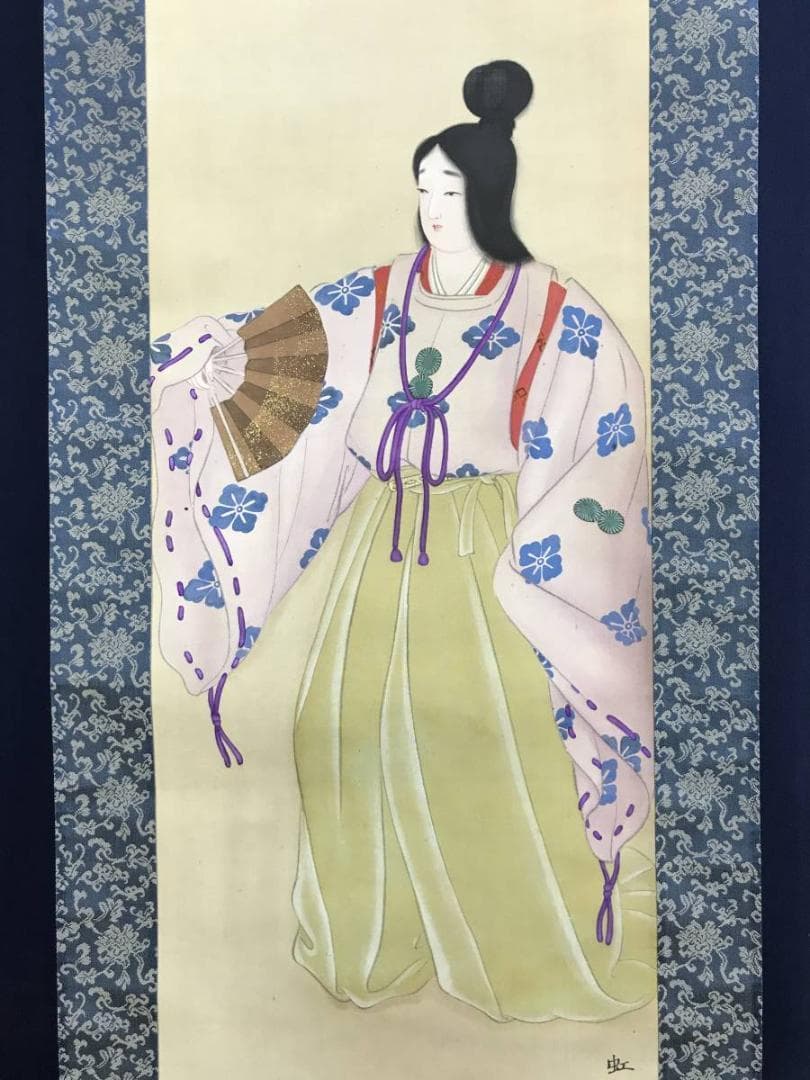 虹邨/舞姿図 美人図/美人画/掛軸/名家伝来/AE-241