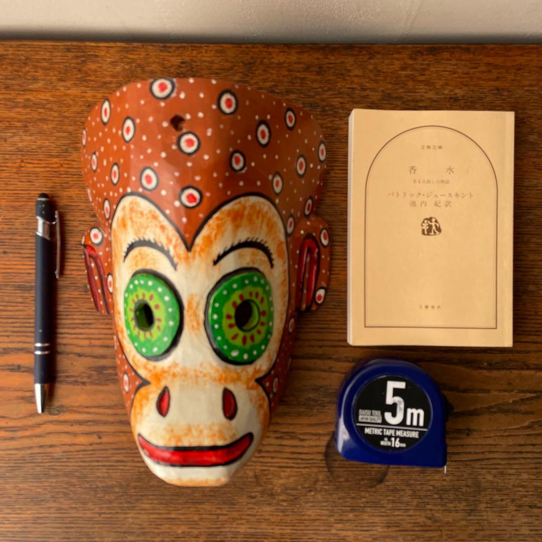 ご確認用　木製　木彫り　猿　マスク　お面南米　メキシコ　壁掛け　カラフル　手描き