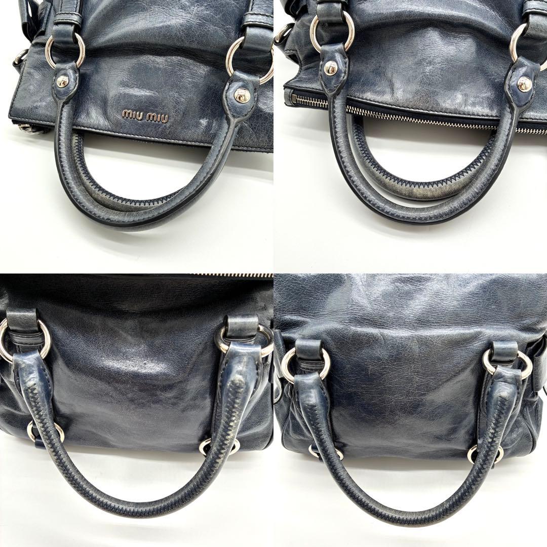 MIUMIU ミュウミュウ ハンドバッグ 2WAY ショルダー リボン ブルー