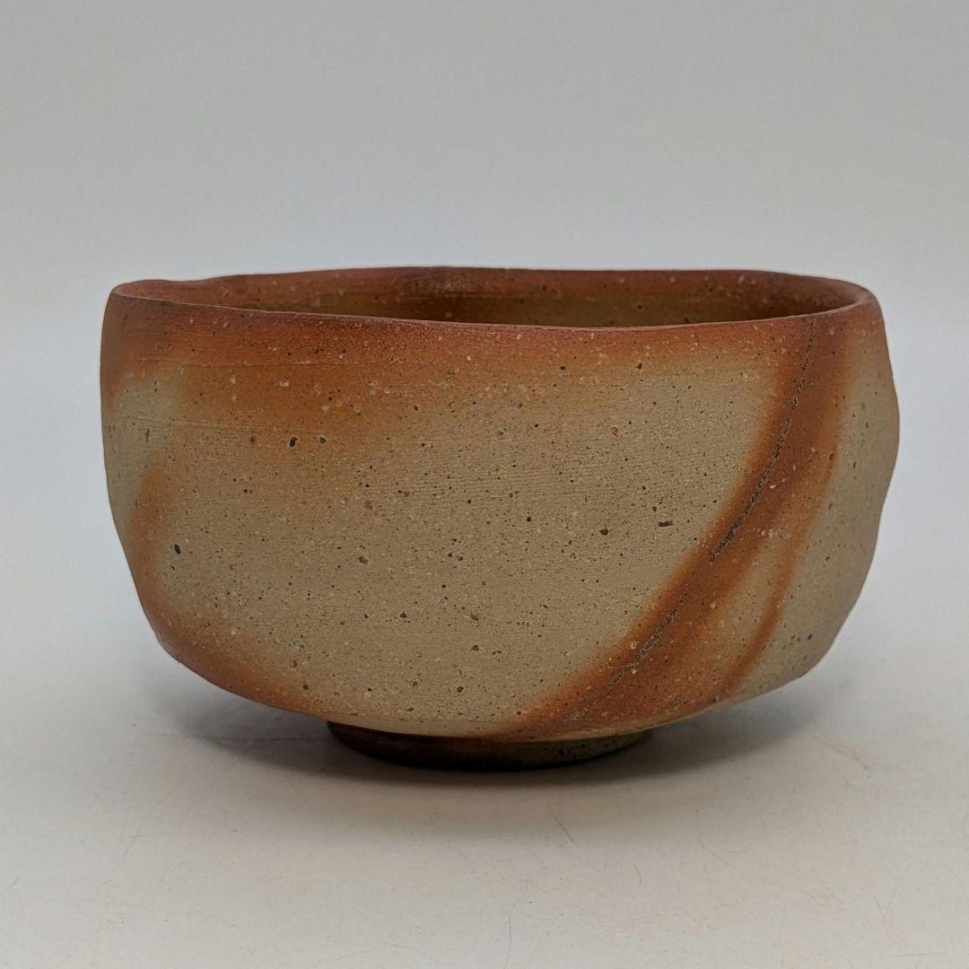 初代森陶岳 備前焼 緋襷茶盌 合箱合布 折松葉印 抹茶碗 抹茶茶碗 茶道具 茶器