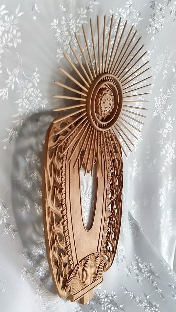 光背のみ#554 立像6.0寸用 放射光 火焔 透し彫◆白檀 木彫 仏像付属品