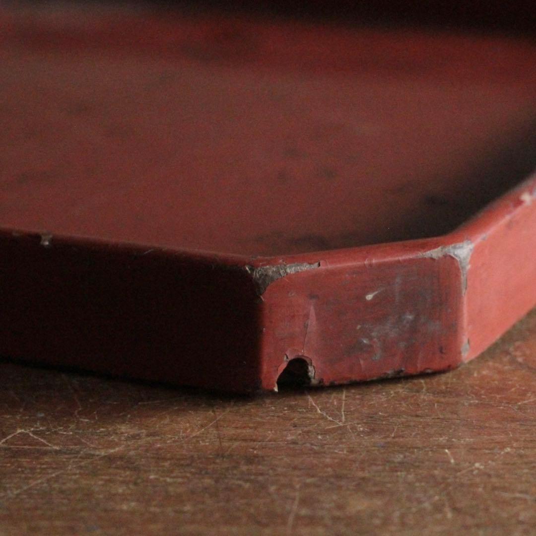 隅切 折敷 朱塗り 盆 No.3 古美術 古道具 アンティーク 折敷盆