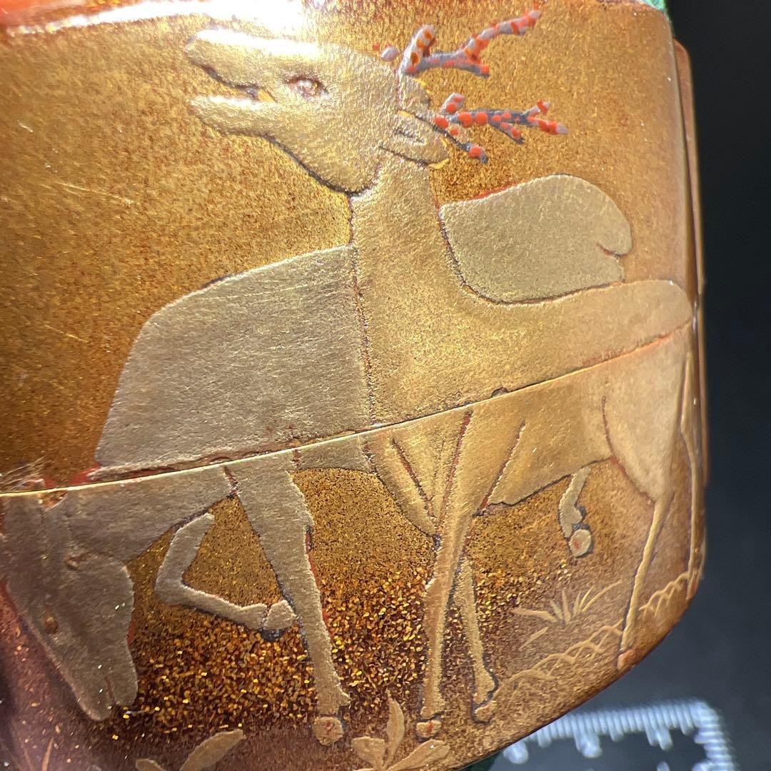 翠香銘　蒔絵印籠　木箱付　32g 東Y7-1119☆2Fトカサ