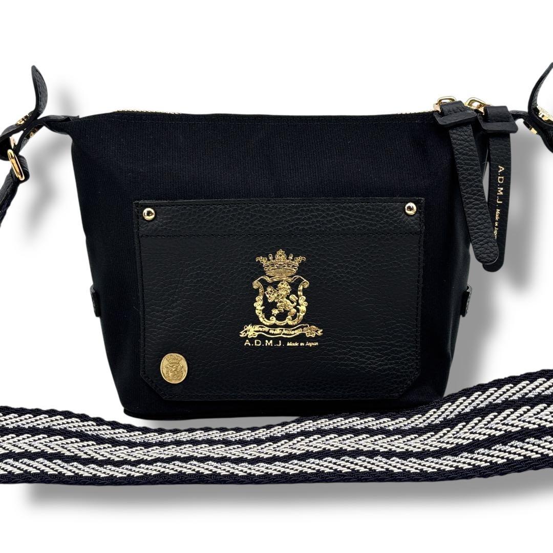 【希少】A.D.M.J. ナイロン マーキスアクセント クロスボディバッグ 黒