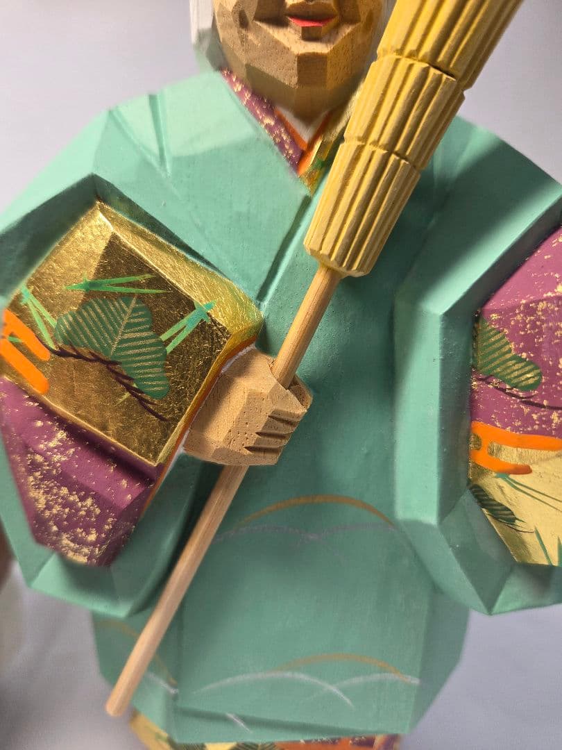 高砂　奈良一刀彫　人形　木工　金箔　松園