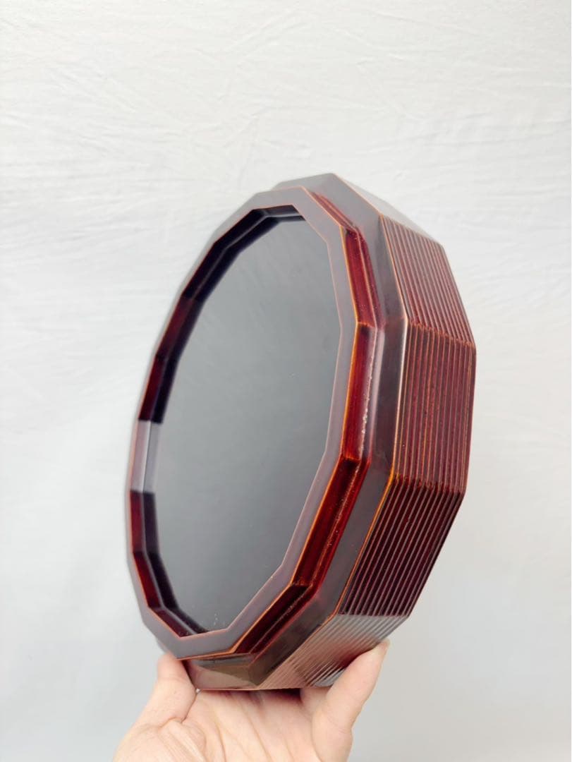 茶道具 表正作 鵬雲斎好 木製溜塗 蒔絵付 松聲盆 干菓子器 十五角 菓子器共箱