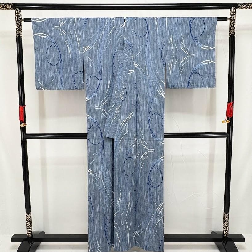 ゆりのはな　未使用品　竺仙　浴衣　結び柳模様　綿　仕立て上がり　F002