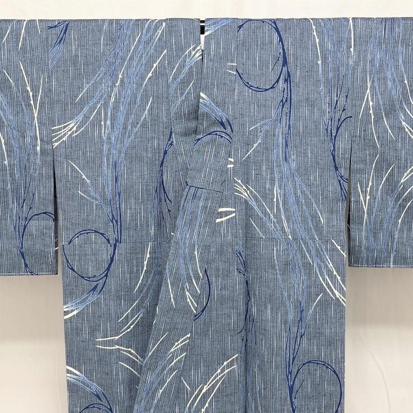 ゆりのはな　未使用品　竺仙　浴衣　結び柳模様　綿　仕立て上がり　F002