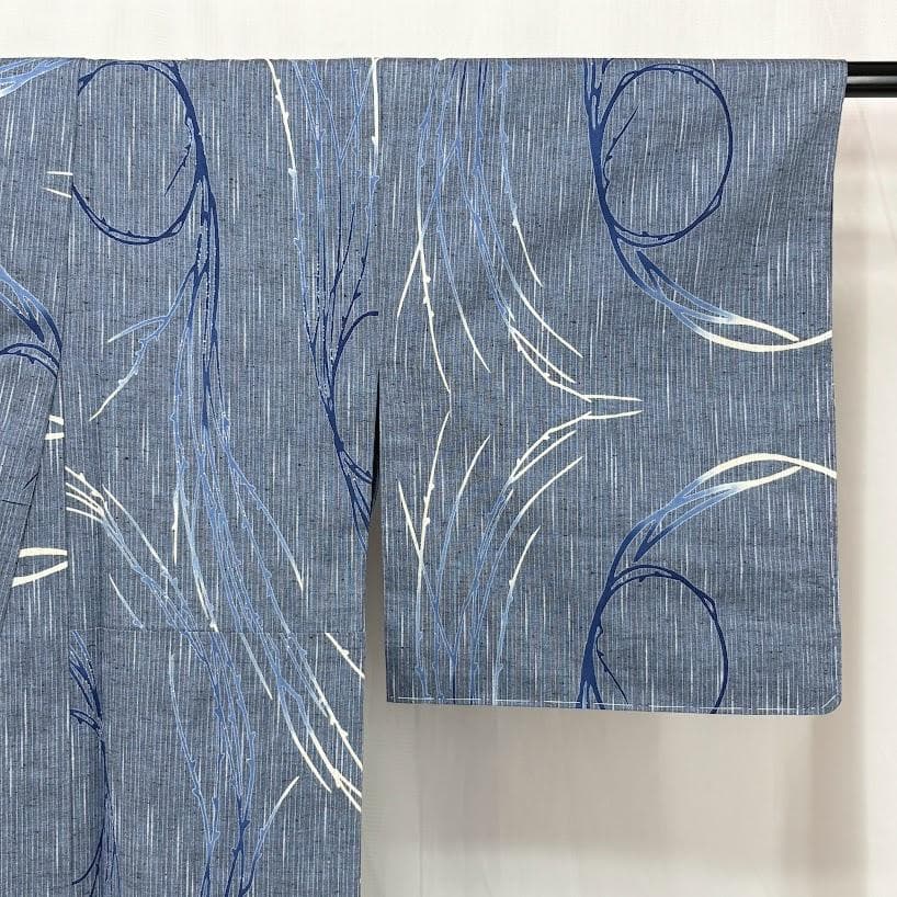 ゆりのはな　未使用品　竺仙　浴衣　結び柳模様　綿　仕立て上がり　F002