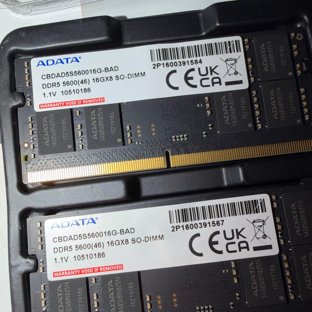 メモリー ADATA DDR5 SODIMM 5600MHz 16GB x2 = 32GB