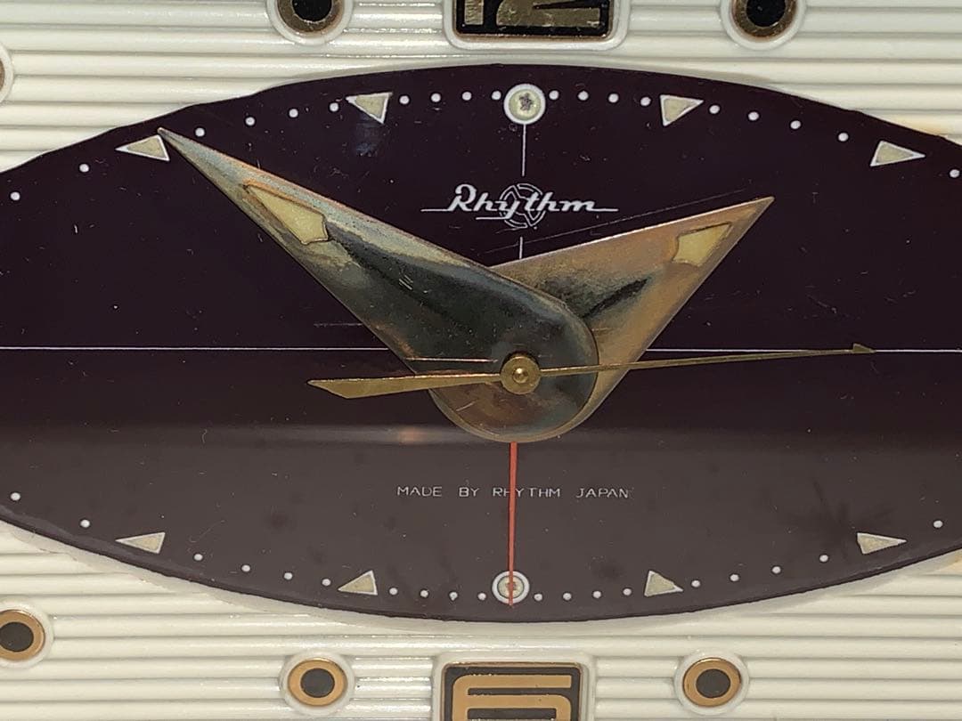 昭和レトロ　動作品　リズム時計　ゼンマイ式　ミッドセンチュリー　ロカビリー