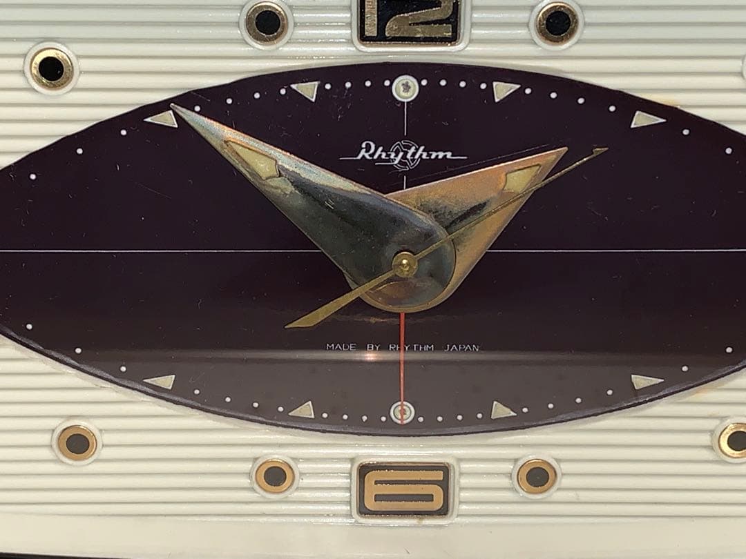 昭和レトロ　動作品　リズム時計　ゼンマイ式　ミッドセンチュリー　ロカビリー