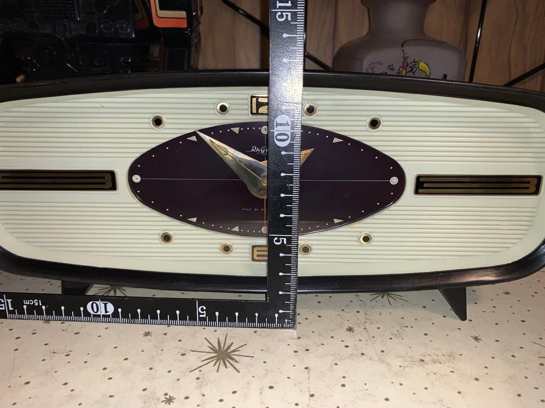 昭和レトロ　動作品　リズム時計　ゼンマイ式　ミッドセンチュリー　ロカビリー