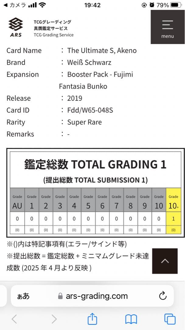ARS 10＋　ヴァイス　 究極のS 朱乃 SR ハイスクールdxd