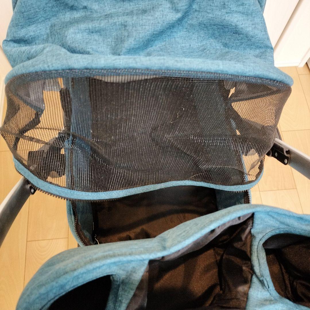 デニムブルー ペットカート メッシュカバー付き　Coconte