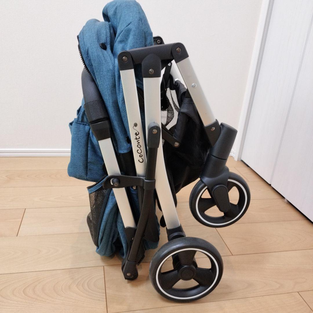 デニムブルー ペットカート メッシュカバー付き　Coconte