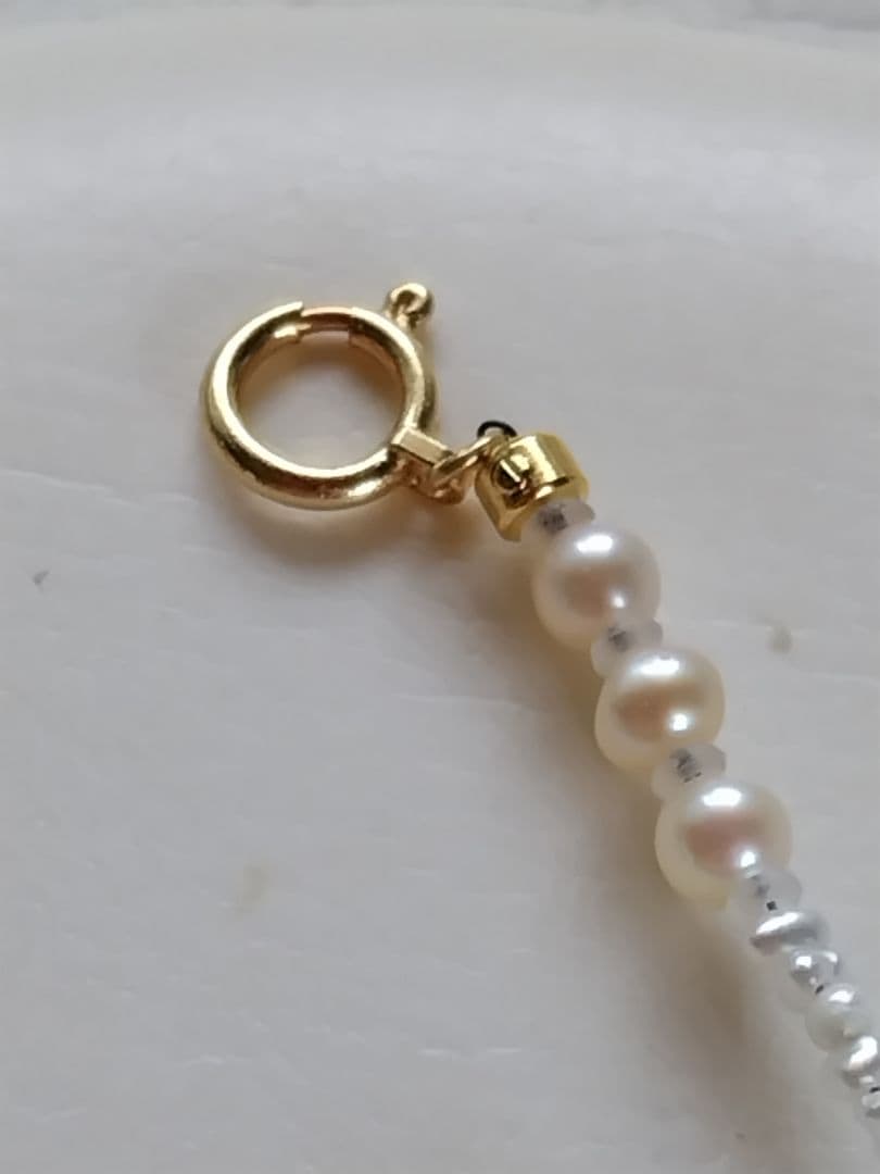 K18 アコヤ真珠ケシパール、あこや砂芥子パールの、オメガ風ネックレス