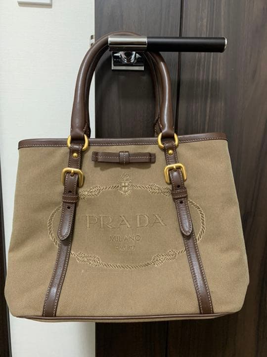 最終値下げ美品♪プラダ/2way/ハンドバッグ/ショルダー/ブラウン/キャンバス
