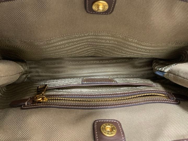 最終値下げ美品♪プラダ/2way/ハンドバッグ/ショルダー/ブラウン/キャンバス