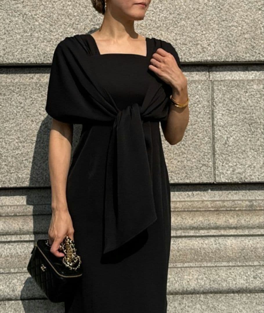 極美品✨JENNE　ショルダーベールドレス　希少L　ブラック