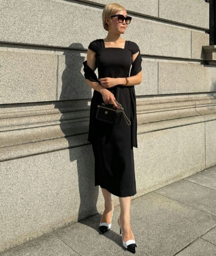 極美品✨JENNE　ショルダーベールドレス　希少L　ブラック