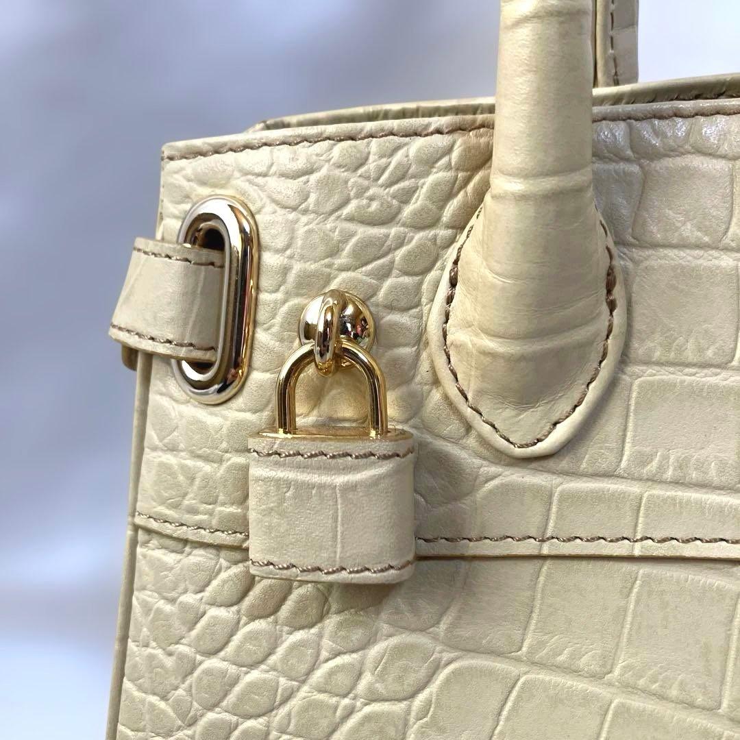 【美品】濱野HAMANO クロコクラッシーアーバントートミニ ハンドバッグ