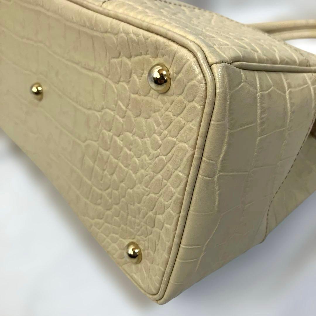 【美品】濱野HAMANO クロコクラッシーアーバントートミニ ハンドバッグ