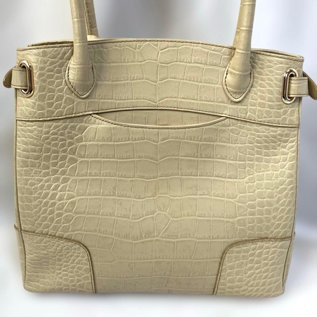 【美品】濱野HAMANO クロコクラッシーアーバントートミニ ハンドバッグ