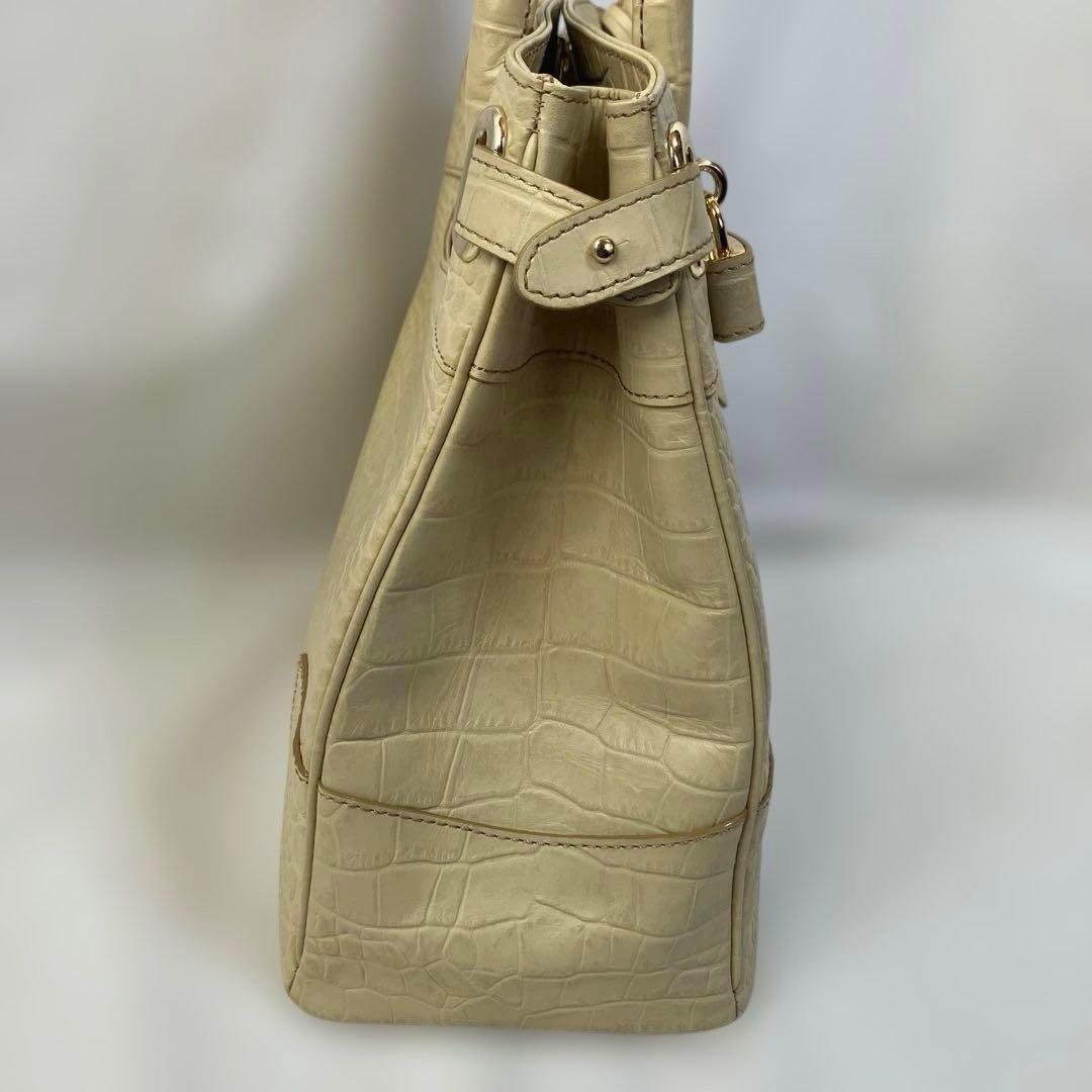 【美品】濱野HAMANO クロコクラッシーアーバントートミニ ハンドバッグ