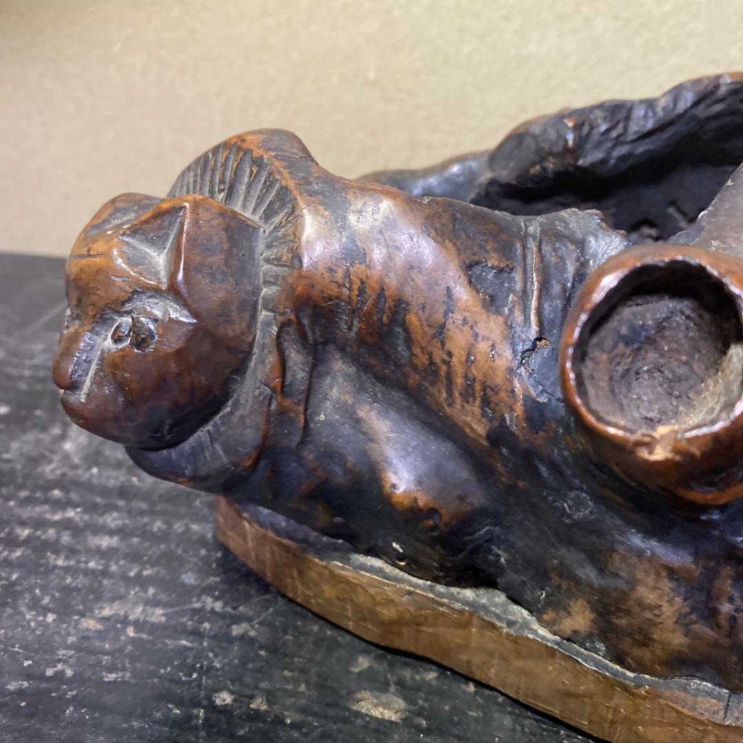 木の根ひょっこり猫　煙草盆