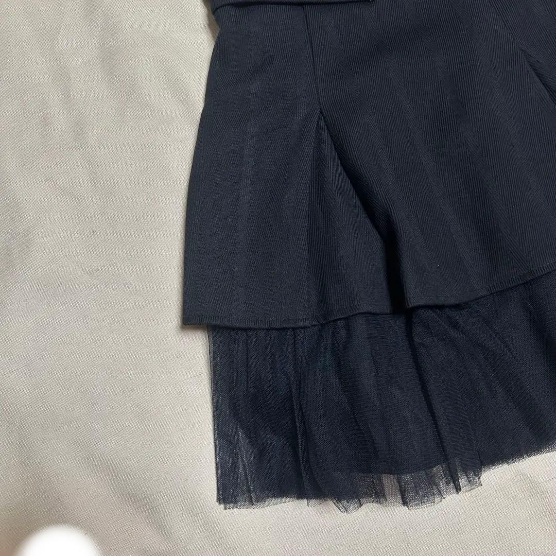 DEA robe de fleurs ネイビーフリルミニドレス