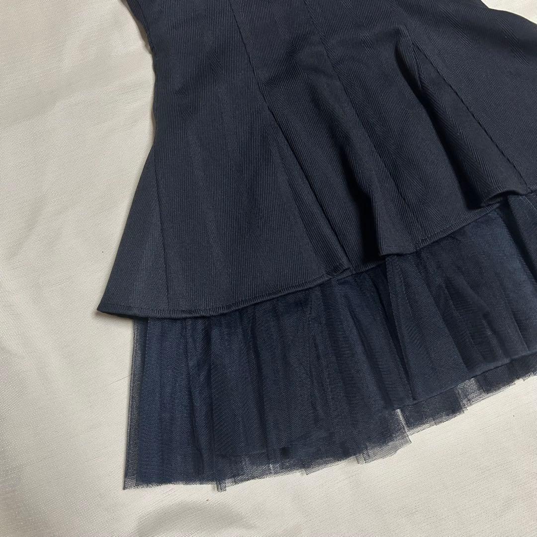 DEA robe de fleurs ネイビーフリルミニドレス