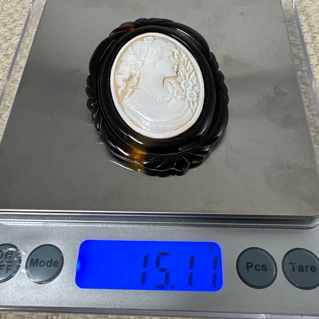 カメオ 鼈甲　K18 ブローチ　ビンテージ　アンティーク