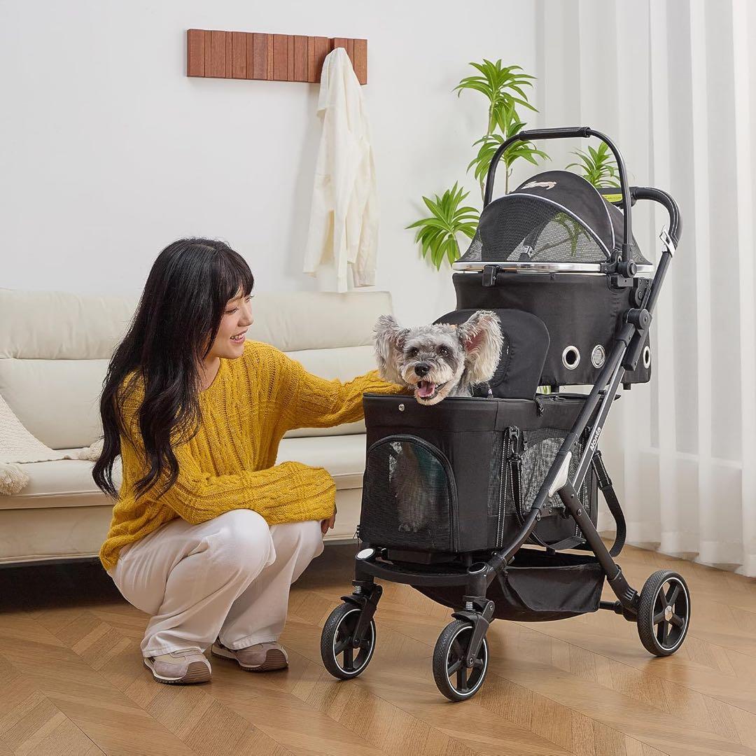 Nonta 二段式ペットカート ブラック　犬猫兼用