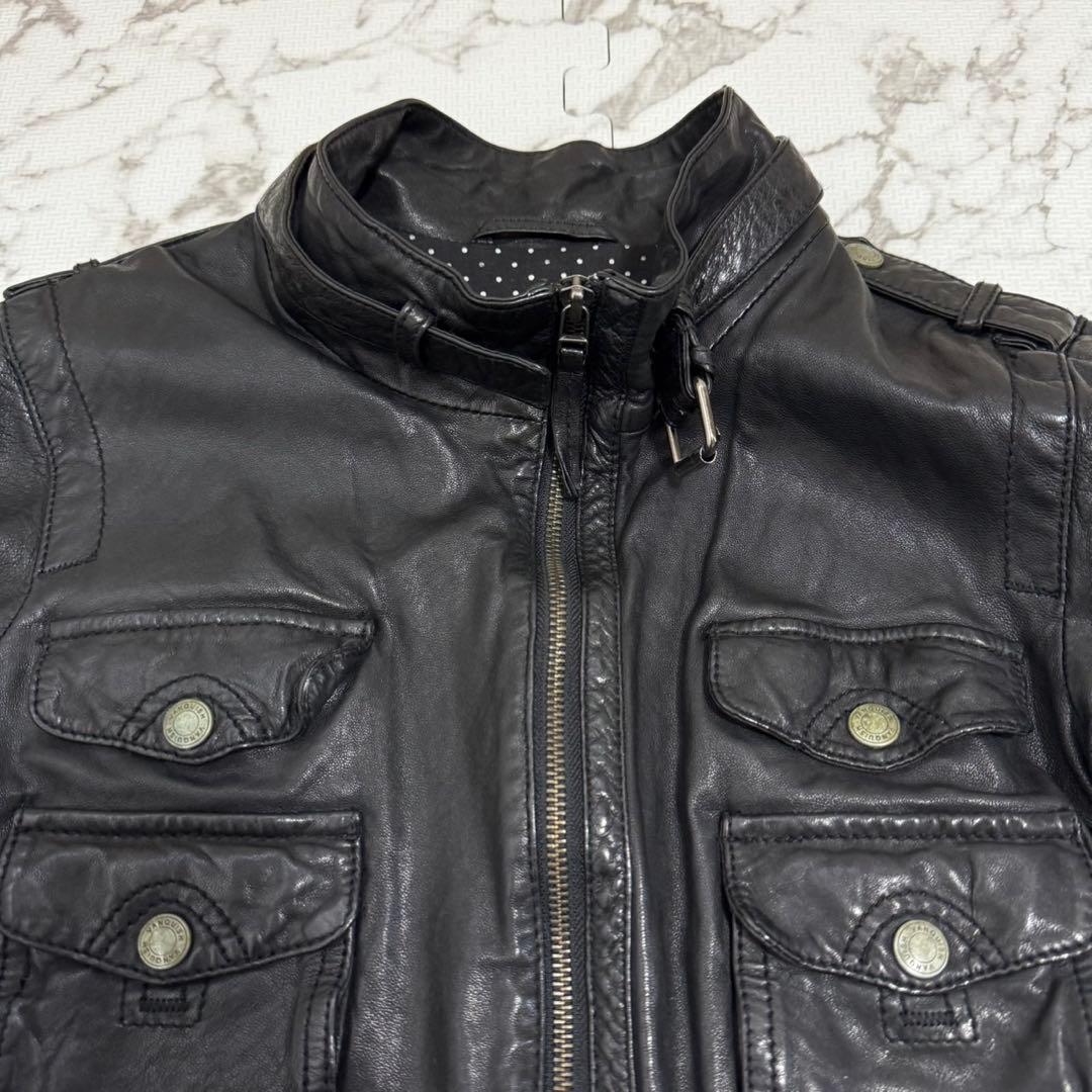 美品✨ VANQUISH レザーシングルライダースジャケット S ブラック