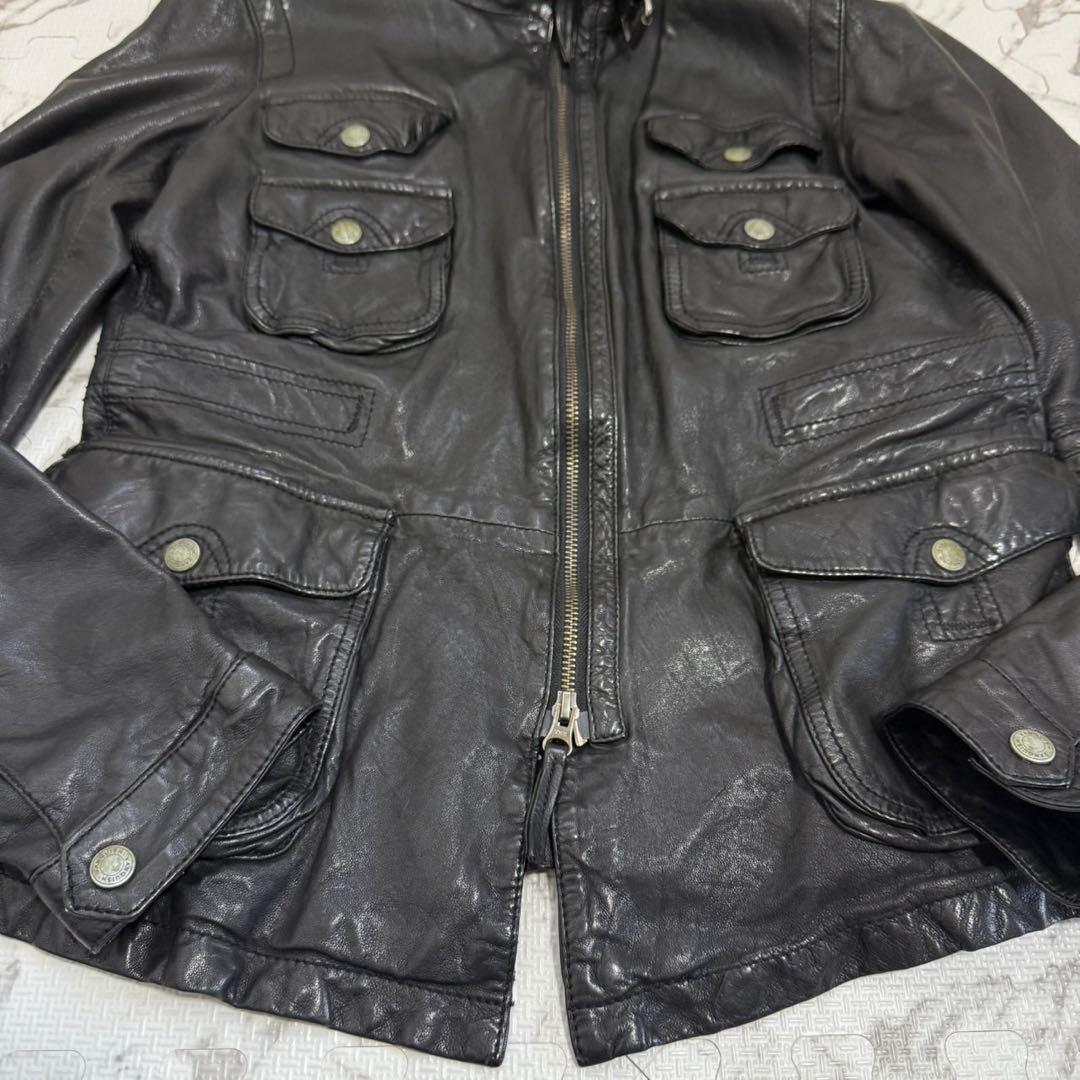 美品✨ VANQUISH レザーシングルライダースジャケット S ブラック