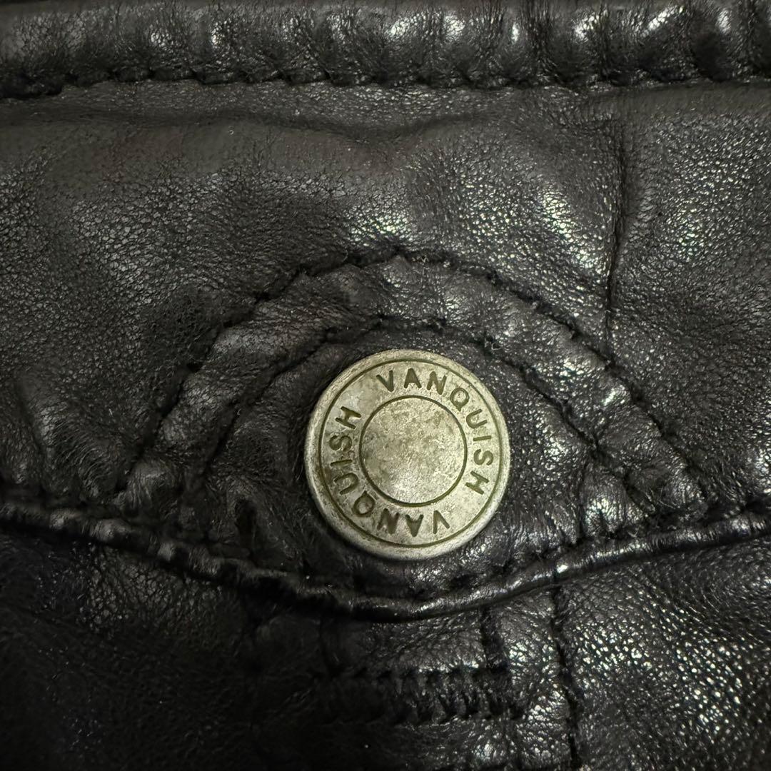 美品✨ VANQUISH レザーシングルライダースジャケット S ブラック