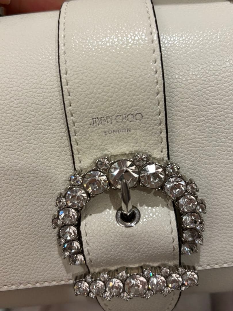 ジミーチュウ　ビジュー　マデリン　バッグ　ホワイト　白