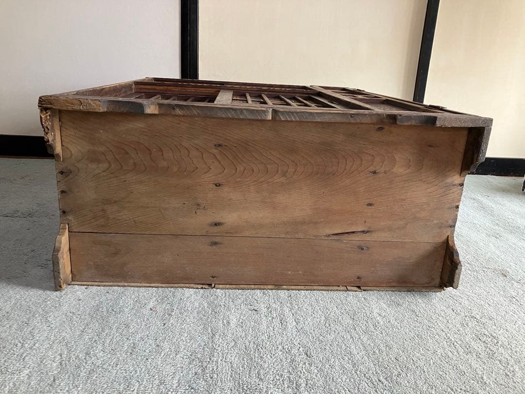 レトロ商品　木製彫刻入り　中型下駄箱　傘入れ　アンティーク家具