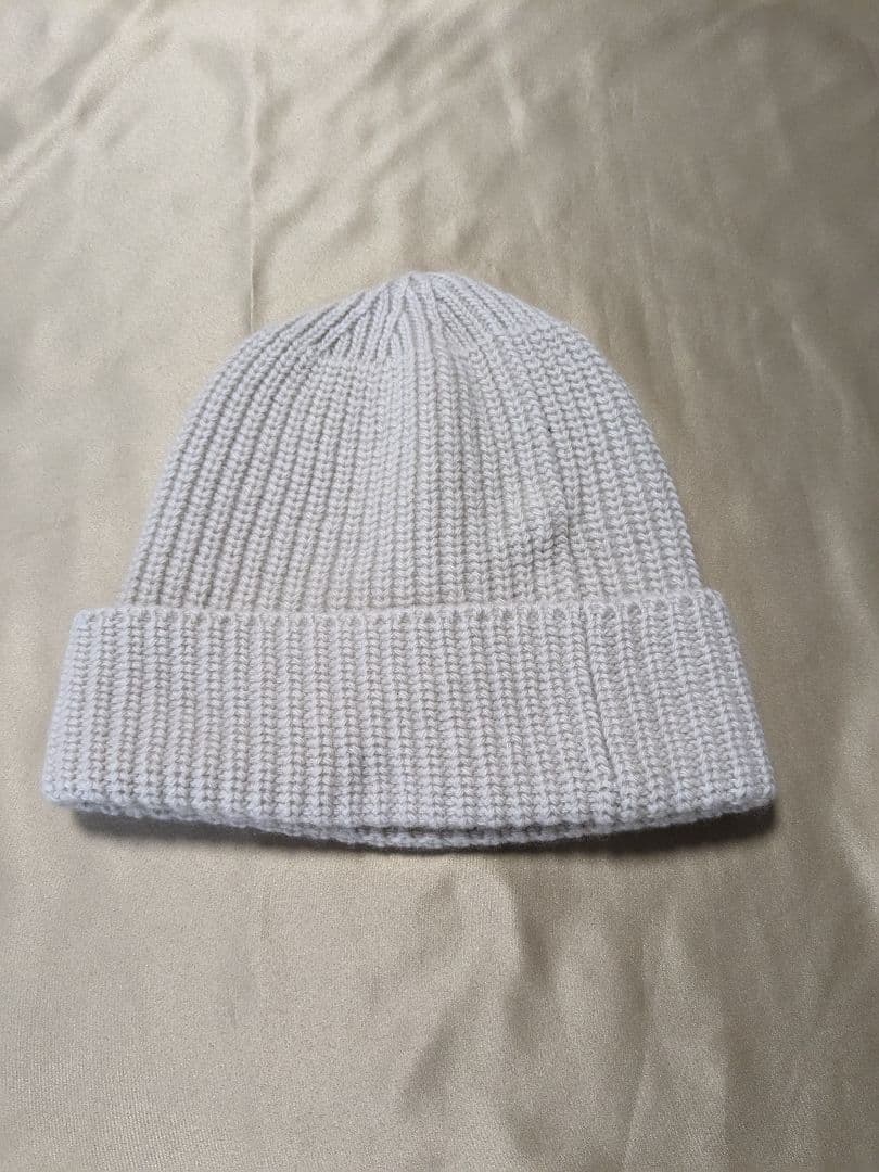 【美品】STONE ストーンアイランド ●リブ編み ニット帽●白